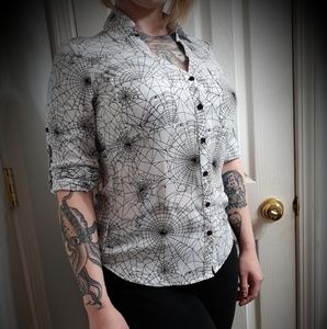 Spider and Web Patterned Slim Fit Portofino